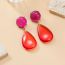 Fashion Rose Red Resin Drop-shaped Color Block Earrings