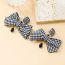 Fashion Black And White Zircon Bear Fabric Houndstooth Bow Earrings