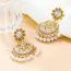 Fashion Gold Alloy Diamond Geometric Pearl Tassel Earrings