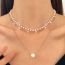 Fashion 4# Alloy Pearl Love Double Layer Necklace