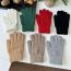 Fashion Khaki Wool Knitted Five-finger Gloves