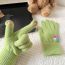 Fashion Green Colorful Button Wool Knitted Five-finger Gloves