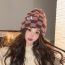 Fashion Grapefruit Color Checkerboard Knitted Beanie