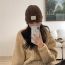 Fashion M Beige Wool Knitted Patch Beanie