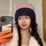 Fashion Brown + Card (color Matching Woolen Hat) Color Block Knitted Beanie