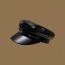 Fashion Iron Chain Pibere—black Pu Leather Octagonal Beret