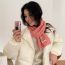 Fashion Ebony Color Polyester Knitted Patch Scarf