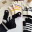 Fashion Black Striped Plush Knitted Five-finger Gloves