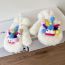 Fashion Funny Milky White Polyester 3d Cartoon Plush Halter Knitted Mittens