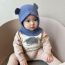 Fashion Milky White Polyester Knitted Children's Scarf Integrated Hood
