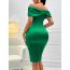Fashion Green Polyester One Shoulder Twist Skirt