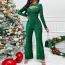 Fashion Green Polyester Crew Neck Long Sleeve Jumpsuit