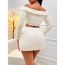 Fashion White Polyester Bateau Neck Long-sleeved Top And Skirt Suit