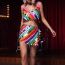 Fashion Color Set Colorful Sequin Halter Neck Body Chain Skirt Suit