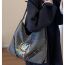 Fashion Black Velvet Printed Large Capacity Backpack