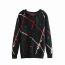 Fashion Black Core-spun Jacquard Knit Hooded Sweater
