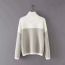 Fashion White + Oatmeal Color Wave Contrast Turtleneck Sweater
