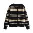 Fashion Black Crew Neck Striped Knitted Sweater