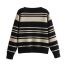 Fashion Grey Crew Neck Striped Knitted Sweater