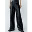 Fashion Black Polyester Straight-leg Trousers