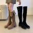 Fashion Khaki Suede High Heel Block Heel Boots