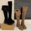 Fashion Khaki Suede High Heel Block Heel Boots