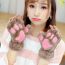 Fashion Light Brown Cotton Plush Cat Claw Half Finger Gloves