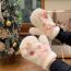 Fashion White [bowknot] Rabbit Fur Three-dimensional Cartoon All-inclusive Gloves