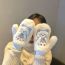 Fashion Beige Cashmere Cartoon Embroidered Halter Neck All-inclusive Gloves