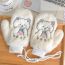 Fashion Grey Cashmere Cartoon Embroidered Halter Neck All-inclusive Gloves