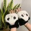 Fashion Khaki Plush Panda Flip Half Finger Gloves