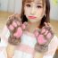 Fashion Light Brown Cotton Cartoon Cat Paw Half Finger Gloves