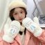 Fashion Pink Plush Bunny Embroidered All-inclusive Gloves