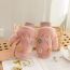 Fashion Pink Three-dimensional Flower Plush All-inclusive Gloves