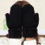 Fashion Black Wool Knitted Stitching Plush All-inclusive Gloves