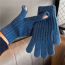 Fashion Mist Blue Solid Color Wool Knitted Five-finger Gloves