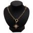 Fashion Lightning Copper Inlaid Zirconium Star Sun And Moon Medal Necklace For Men