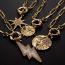 Fashion Lightning Copper Inlaid Zirconium Star Sun And Moon Medal Necklace For Men