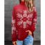 Fashion Blue Christmas Print Turtleneck Sweater