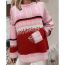 Fashion Pink Christmas Print Crew Neck Pullover Sweater