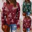 Fashion Green Christmas Print Crew Neck Pullover Sweater