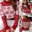 Fashion Red Christmas Print Crew Neck Pullover Sweater