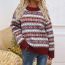 Fashion Grey Blue Christmas Print Crew Neck Pullover Sweater