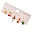 Fashion Color Copper Inlaid Zircon Drop Oil Christmas Series 5-piece Earring Set