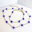 Fashion Blue Eyes 40+5cm Stainless Steel Gold Plated Eye Bead Necklace