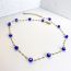 Fashion Blue Eyes 40+5cm Stainless Steel Gold Plated Eye Bead Necklace
