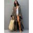 Fashion Military Green Series Cotton Printed Sun Protection Swimsuit Long Cardigan