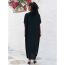 Fashion Gold Embroidery On Black Background Cotton Printed V-neck Long Skirt