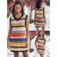 Fashion Color Matching Hollow Colored Striped Knitted Swimsuit Cover-up