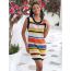 Fashion Color Matching Hollow Colored Striped Knitted Swimsuit Cover-up